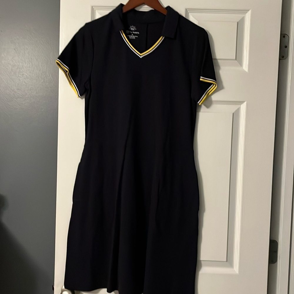 Talbots cotton short sleeve navy dress size medium perfect condition